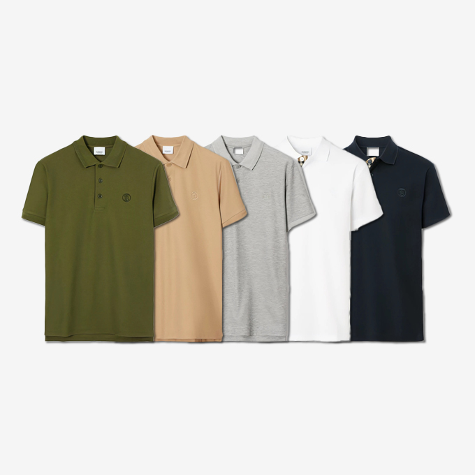 burberry circular tb monogram embroidery cotton pique polo shirt